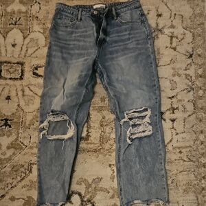 Distressed Blue Jeans